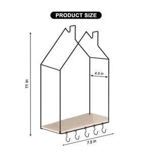 Hut Style Wall Shelf - With Hooks