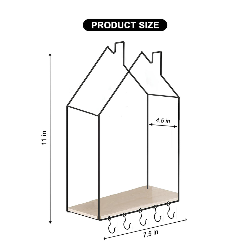 Hut Style Wall Shelf - With Hooks