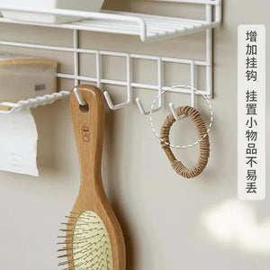 Bathroom Storage Shelf with Hooks and Soap Dish