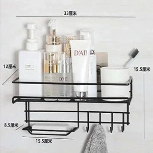 Bathroom Storage Shelf with Hooks and Soap Dish