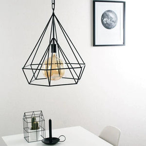 Sparkling Diamond Drop Pendant Lamp with vintage edison bulb